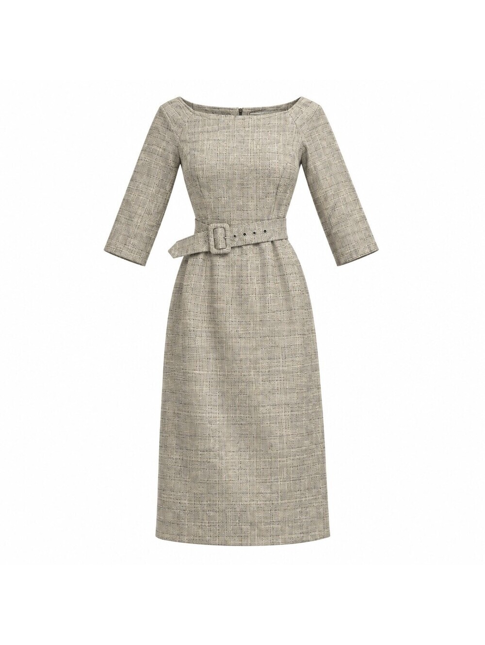 Zara Basic Plaid Belted Midi Dress XS